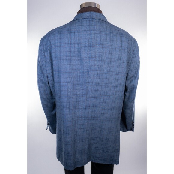 PRONTO UOMO Men Blazer 54L/S WOOL Blue Sport Coat Two Button Casual Jacket Plaid - Picture 8 of 13